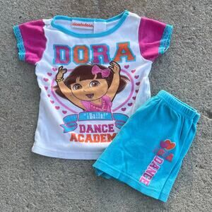 Vintage Y2K Nickelodeon 2013 Dora the Explorer Dance Academy Pajama 2 pc 3T